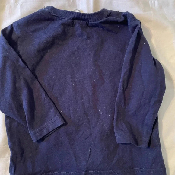Ralph Lauren Baby Long Sleeve Navy Snap Shoulder 12 Month Shirt Red Polo Emblem - Picture 4 of 7